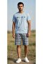 Men's Shorts Blue Plaid Cotton Pajama Set