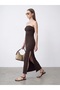 91639 Strapless Slit Detailed Dress-Dark Brown