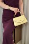 Women's Yellow Stylish Minimal Bag - Hand and Shoulder Bag with Chain Strap - 2