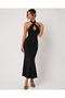 Women's Black Front Drop Midi Camisole Dress - 3