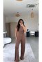 Brown Fine Fabric Suit with Gold Accessories - 3