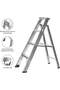 Dual Purpose Aluminium 4 Step Ladder-Heavy Duty, 250 lbs Capacity, Slip-Resistant Steps, Safety Lock, Compact Size - 2