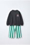 Boy's Anthracite 3 Thread Fabric Understitched Striped Tracksuit Set - 2