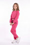 Girl's Round Collar Pocket Piping Detailed Plain Unprinted Elastic Cuffed Top and Bottom Tracksuit Set - 3