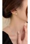 Women's Silver Color Minimal Earrings with Pole Star Figure and Stones - 6