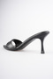 Kelly Women's Black Crocodile Pointed Toe Heeled Slippers (8cm) & Mules - 6