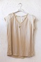 Italian Dark Beige V-Neck Low Sleeve Mesh Detailed Casual Woven Blouse 67 56 - 2