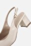 Women's Beige Patent Leather Open-Back Thick Heeled Shoes - 6