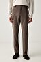 Men's Regular Cut Cotton Blend Straight Leg Brown Trousers