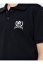 Boys Black Chest Print Knitted Regular Fit Polo T-Shirt - 3