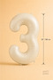 Cream Foil Balloon Number 3 86 Cm, Helium Compatible Cream Color 3 Year Old Balloon, Large Size Number Balloon - 2