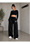 2-Piece Women's Ny Printed Sweatpants (Black-Grey) Oversize Baggy Loose Legs - 3