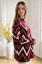 Zigzag Patterned Knitwear Tunic R7187 Claret Red - 2