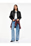 Cotton Regular Waist Wide Leg Jeans with Stone Detail - Wide Leg Jeans - Medium Indigo