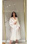 6 Piece Satin Lace Detailed Dowry Suit Bridal Bundle Nightgown Pajama Dressing Gown Set |   Shorts Set Nightgown Pajama Set - 3