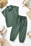 Girl's Green Shirt and Pants Two-Piece Set - 3