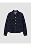 Xside Navy Blue Shirt Collar Women's Jean Jacket - 5