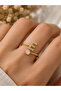 Letter E Adjustable Gold Color Zircon Stone Ring |   Minimal Letter Ring |   Elegant Women's Ring |   Gift Jewelry - 3
