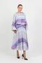 Purple Aurora Gradient Patterned Balloon Sleeve Blouse and Flared Long Skirt Two-Piece Set Tns-9005 - 5