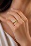 Brass Gold Color Blue Zircon Stone Polar Star Model Women's Ring - 2