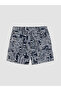 Trendlucky Men's Short Length Patterned Swim Shorts with Difference in Length - 2