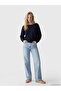 Navy Blue Boat Neck Women's Knit Sweater - 2