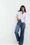 Taş detaylı geniş paça jean - 5