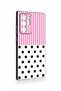 Samsung Note 20 Ultra Compatible Pink Striped Polka Dot Patterned Silicone Case - 3