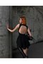 Women's Black Backless Flounce Shorts Mini Dress Yel221163 - 5