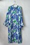 White-Blue Hooded Long Sleeve Buttoned Hidden Pocket Slit Casual Viscose Woven Dress 120 60 - 2