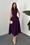 Women's Mustard Halter Neck Flared Dress