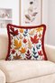 Colorful Leaf Embroidery Look Patterned Fringed Throw Pillow Cover - Bohemian Decorative Pillowcase - 2