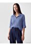 Lcw Everyday Purple Shirt Collar Textured Oversize Blouse