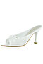 Jody White Satin Mesh Bowknot Thin Heeled Women's Slippers - 4