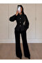 Women's Scuba Crepe Gold Buttoned Waist Fitted Long Sleeve Stylish Blouse 00231 - 2