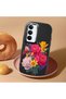 Realme C75 Compatible Case Camera Protector Black Silicone Couple Phone Case with Floral Pattern - 2
