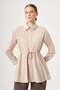 Women's Collared Knitwear Poplin Shirt Beige 31444 - 4