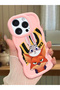 iPhone 16 Pro Compatible Case with Camera Protector Pink Silicone Couple Phone Case Rabbit Pattern