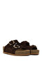 Women's Brown Double Buckle Thick Soled Suede Leather Slippers 26Sfd181210 - 2