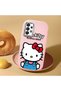 Samsung Galaxy A33 Compatible Case Camera Protector Pink Silicone Couple Phone Case with Kitty Pattern - 2