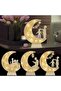 إضاءة ليلية لرمضان، مصباح زينة للعيد، مصباح رمضان مبارك، إضاءة على شكل هلال ونجمة، مصباح طاولة خشبي - 2