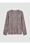 Original Oval Collar Patterned Blouse - 6