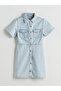Two Mt Shop Quality Shirt Collar Mini Jean Dress - 5