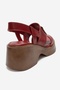 Lucia Red Buckle Genuine Leather Women's Wedge Heeled Sandals - 5