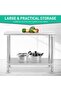 Heavy Duty Stainless Steel Work Table – 48x30 Inch, NSF Certified, Adjustable Undershelf, Double Layer Metal Workbench for Kitchen, Restaurant, Garage – No Tailgate, Without Casters, 48 * 30 * 35inch - 2
