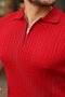 Men's Knitted Pattern Zipper Collar Knitwear T-Shirt - 6