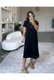 Women's Short Sleeve Slit Detailed Loose Viscose Dress