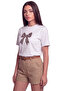 Women's Leopard Ribbon Printed Relaxed Fit T-Shirt White - 4