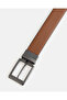 Men Tan And Black Reversible Twist Buckle Belt - 4