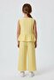 Yellow Zero Sleeve Bow Blouse Wide Leg Pants Girls' 2-Piece Set 24714 - 7
